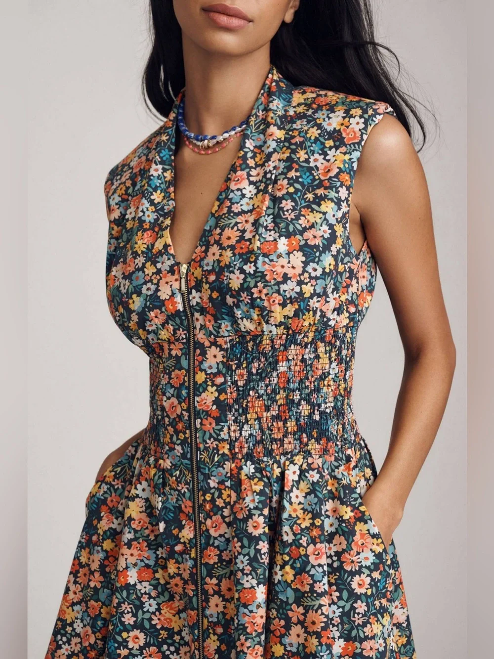 Anthropologie Navy Floral Print Blouse - Picture 1 of 5